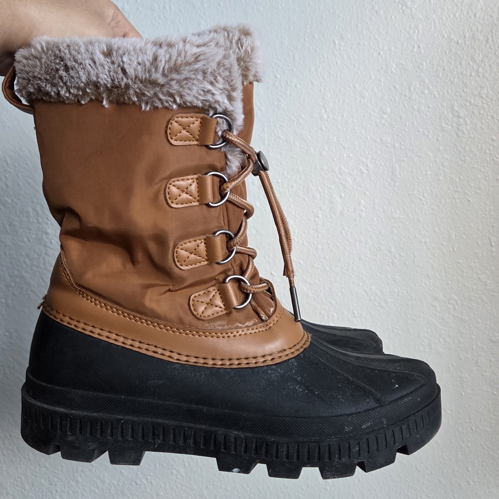 Time & Tru Tan and Black Winter Boots